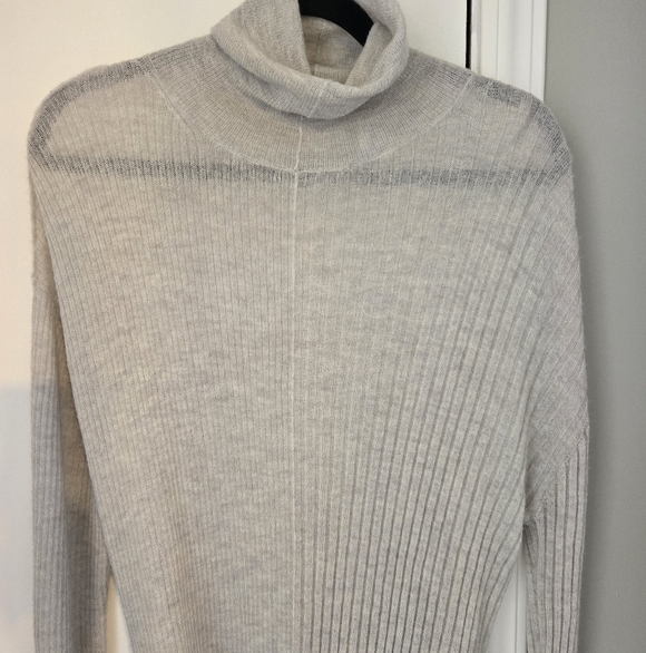 Helmut Lang Baby Alpaca Wool Turtleneck Sweater Dress Size Small Light Grey - Picture 5 of 14